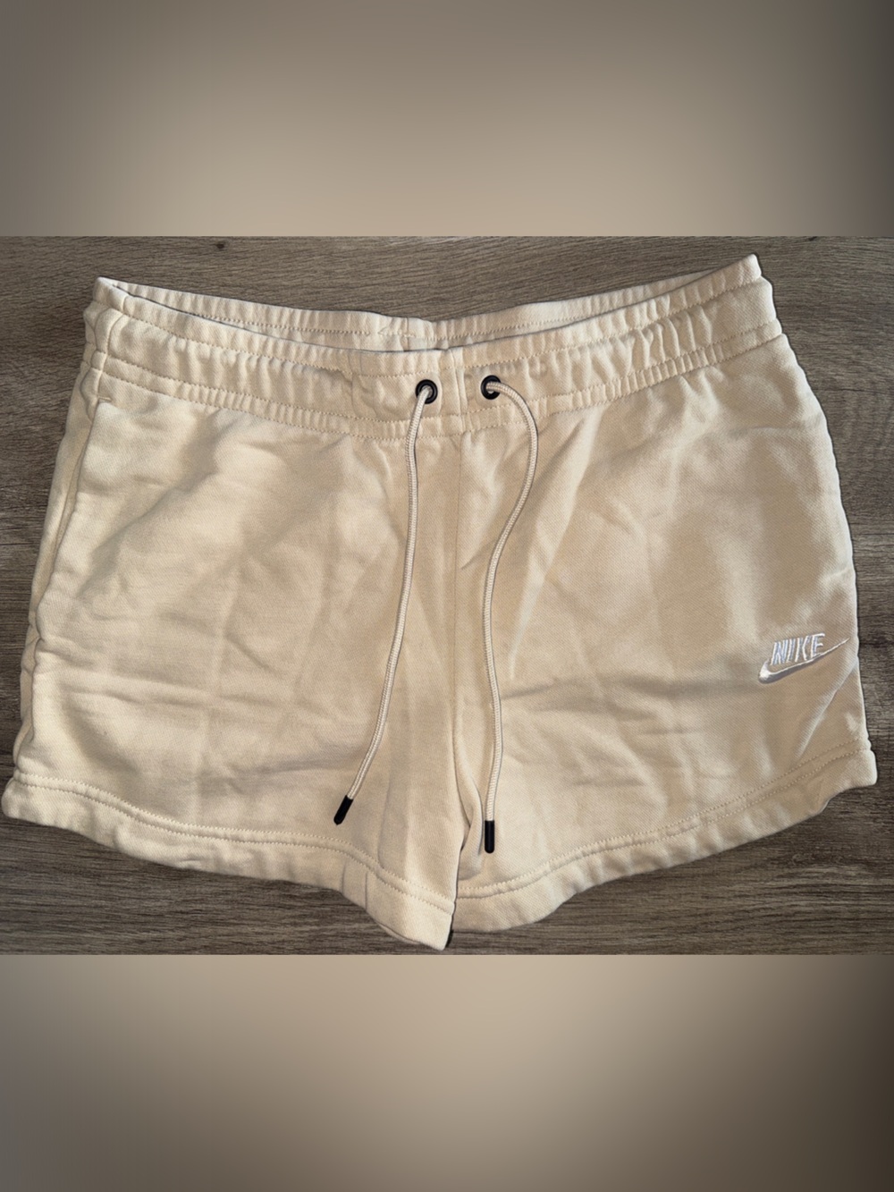 Nike Light Beige Embroidered Swoosh Shorts
